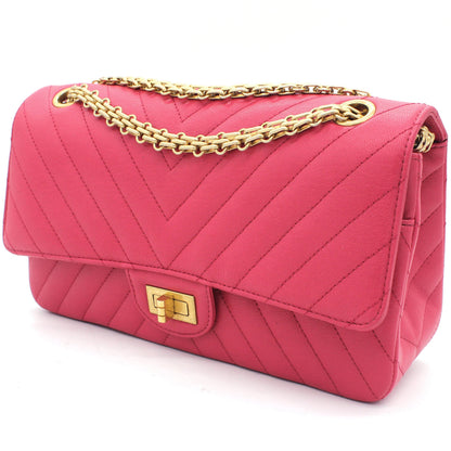 Fushia Chevron Reissue Medium Calfskin Flap Bag
