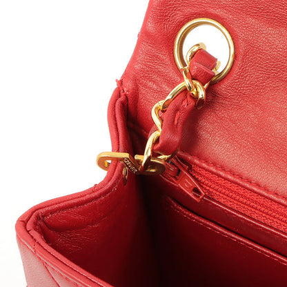 Chanel Around 1990 Made Classic Flap Chain Bag Mini Red
