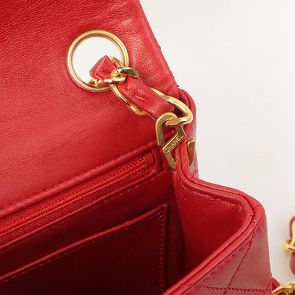 Chanel Around 1990 Made Classic Flap Chain Bag Mini Red