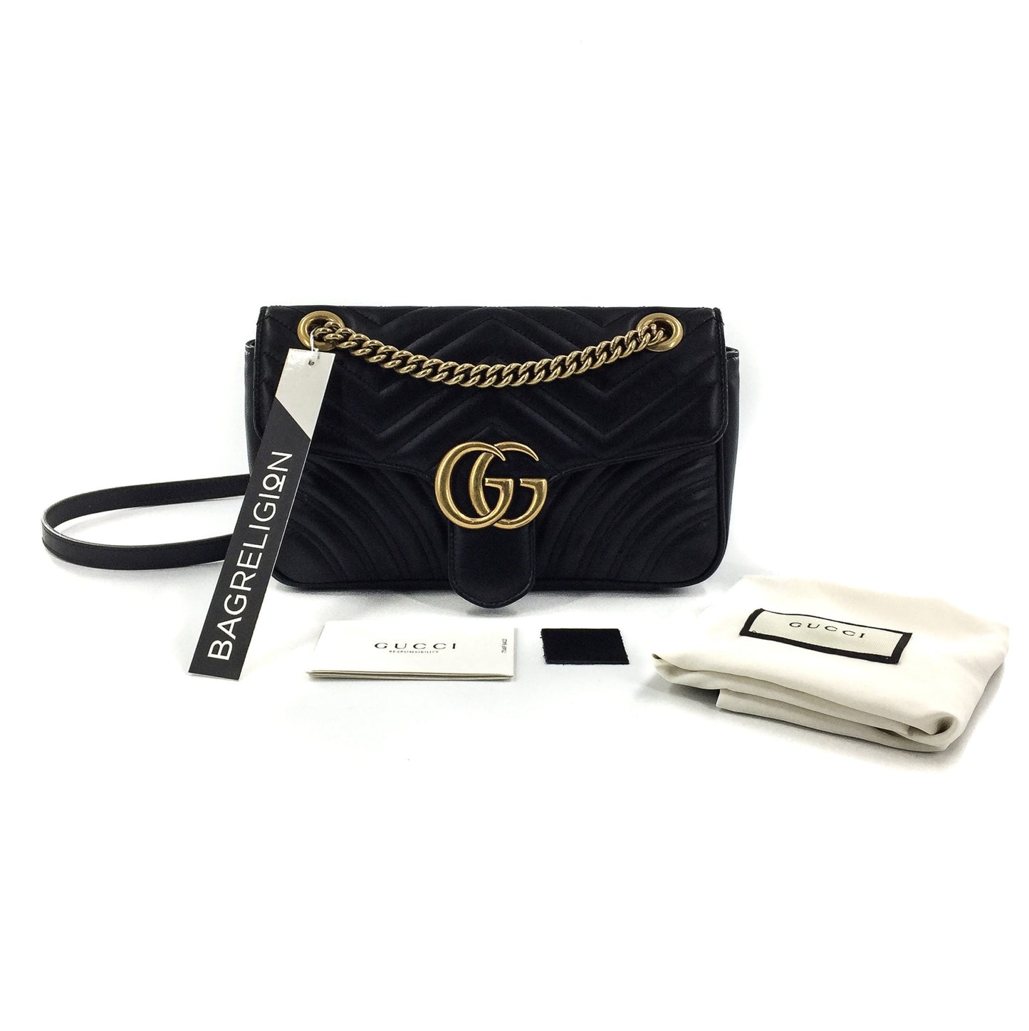 Gucci GG Marmont Black Small Matelassé Shoulder Bag
