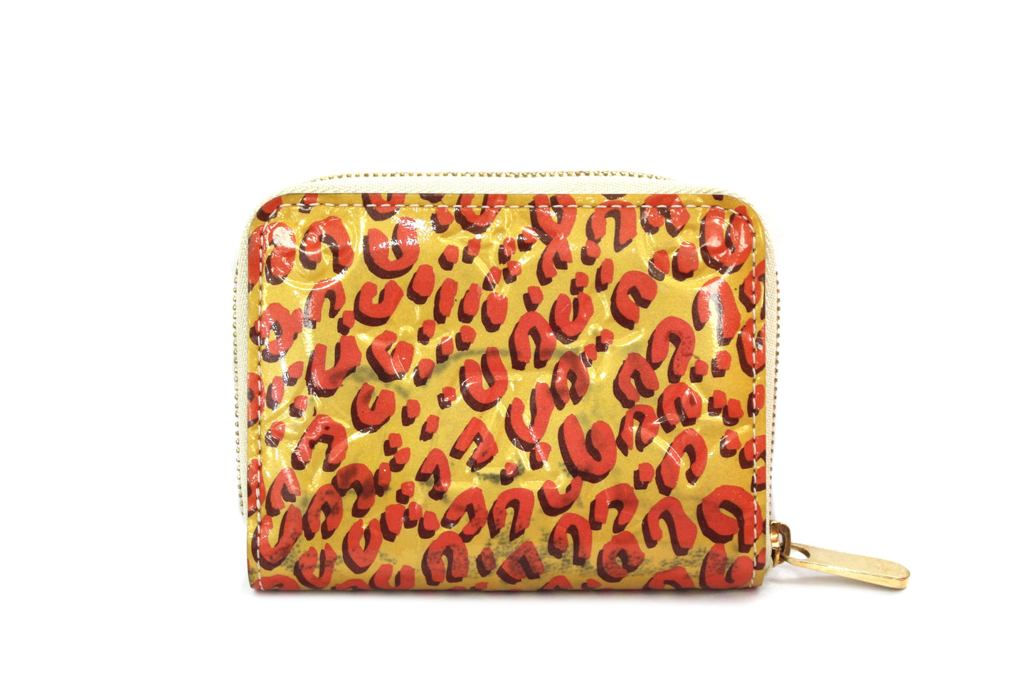 Louis Vuitton Vernis Yellow and Orange Corail Monogram Leopard Small Zippy Wallet