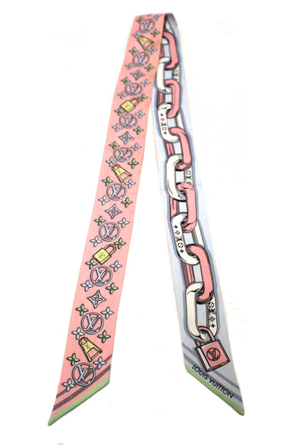 Louis Vuitton Blue/Pink Bejeweled BB Bandeau Scarf