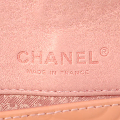 Chanel Around 2003 Made Patent Camellia Motif Classic Flap Chain Bag Salmon Pink