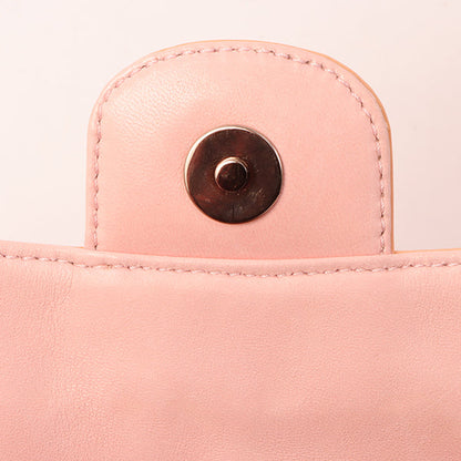 Chanel Around 2003 Made Patent Camellia Motif Classic Flap Chain Bag Salmon Pink