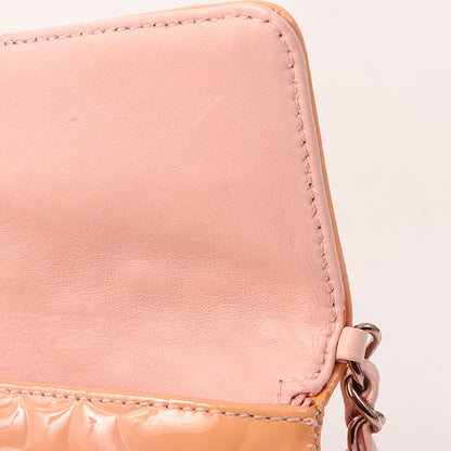 Chanel Around 2003 Made Patent Camellia Motif Classic Flap Chain Bag Salmon Pink
