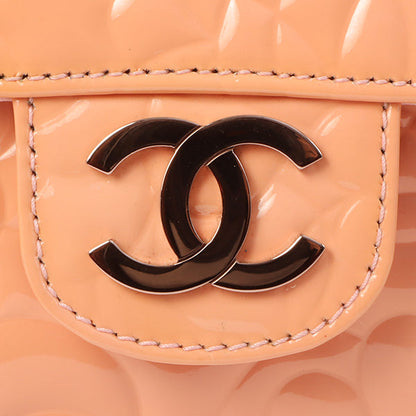 Chanel Around 2003 Made Patent Camellia Motif Classic Flap Chain Bag Salmon Pink