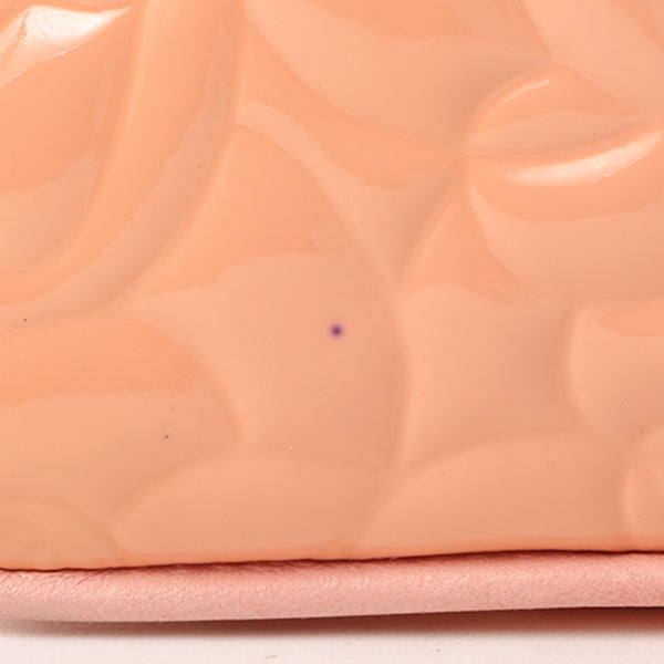 Chanel Around 2003 Made Patent Camellia Motif Classic Flap Chain Bag Salmon Pink