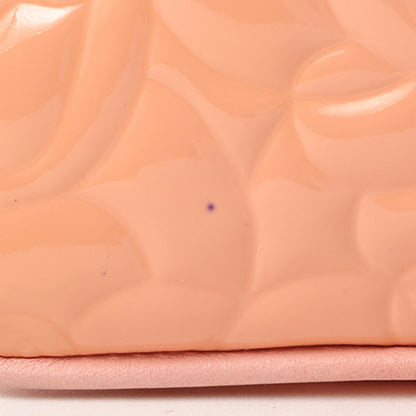 Chanel Around 2003 Made Patent Camellia Motif Classic Flap Chain Bag Salmon Pink