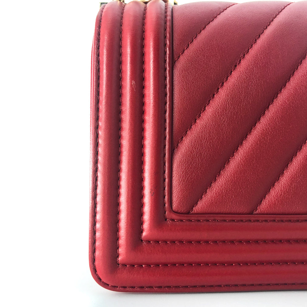 Small Boy in Red Chevron Calfskin GHW