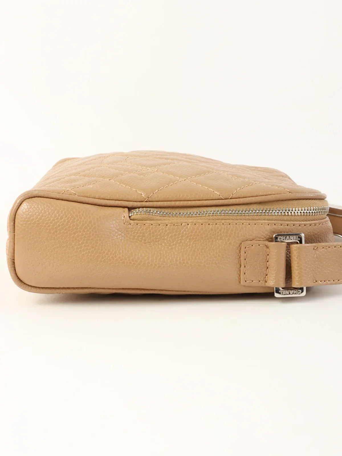Chanel Around  Made Caviar Skin Cc Mark Stitch Shoulder Bag Beige