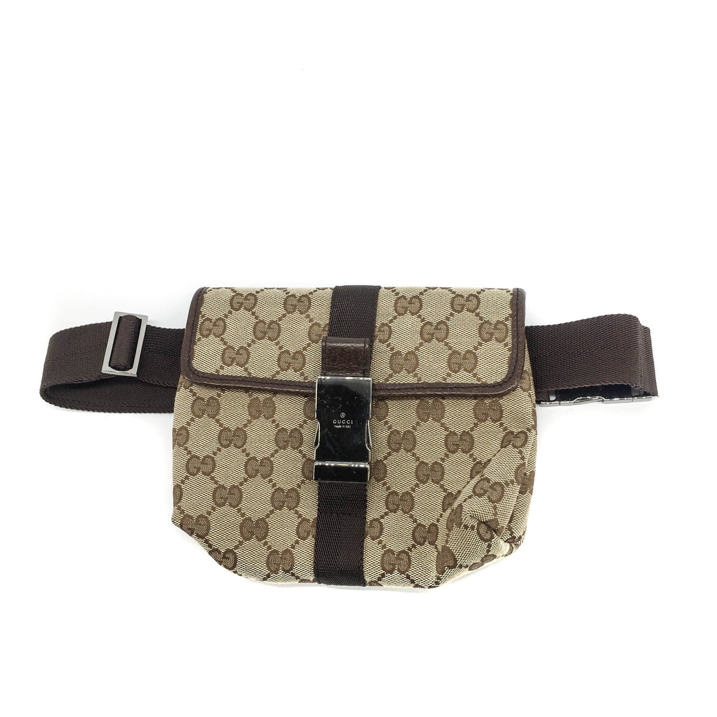 Gucci Classic GG Monogram Belt Bag with Front Buckle