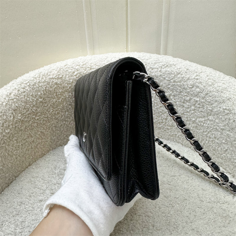 Chanel Classic Wallet on Chain WOC in Black Caviar and SHW (Model: AP0250)