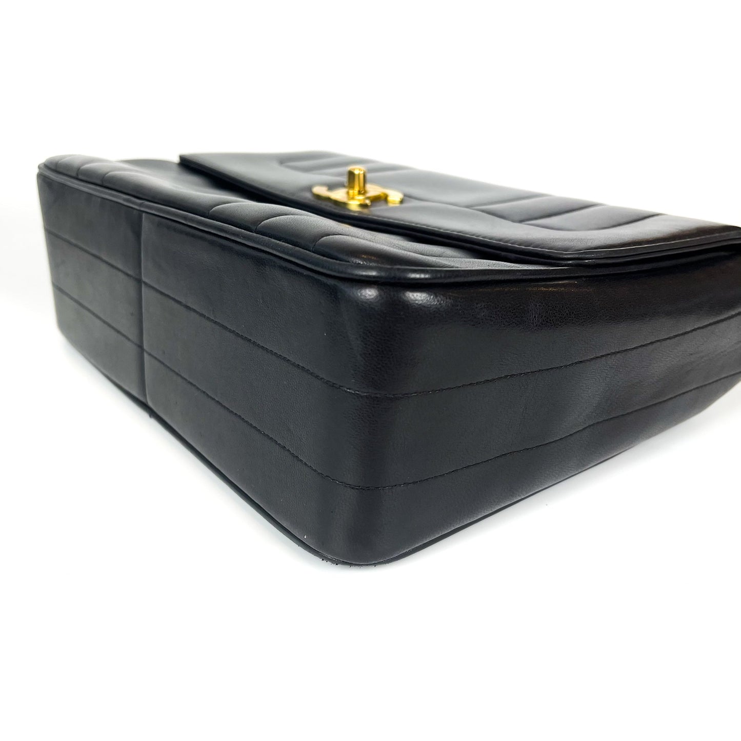 Vintage Top Handle Vertical Quilt Medium Lambskin Black