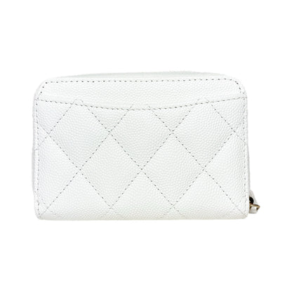 Chanel White Enamel Coco Casino Quilted Zip Coin Purse