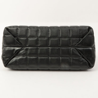 Chanel Around 2002 Made Cc Mark Plate Metal Clasp Top Handle Bag Black