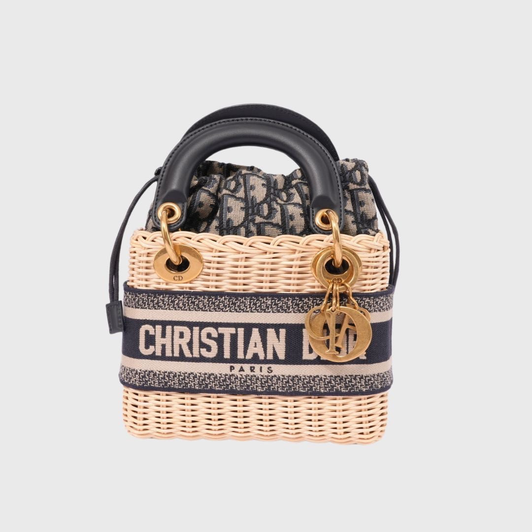 Christian Dior Wicker Lady Dior Mini Canvas Oblique GHW