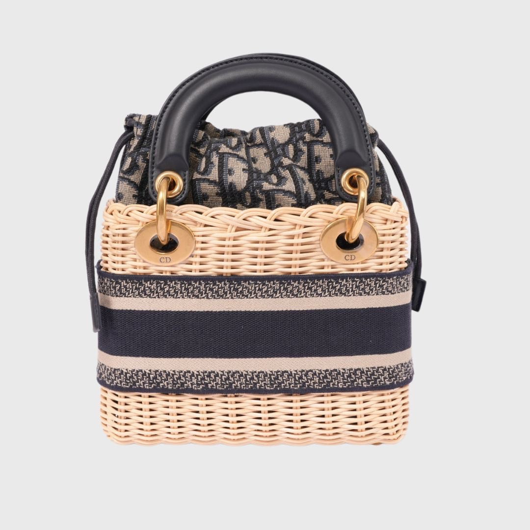 Christian Dior Wicker Lady Dior Mini Canvas Oblique GHW