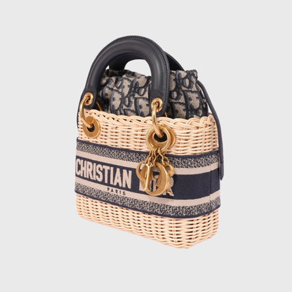 Christian Dior Wicker Lady Dior Mini Canvas Oblique GHW