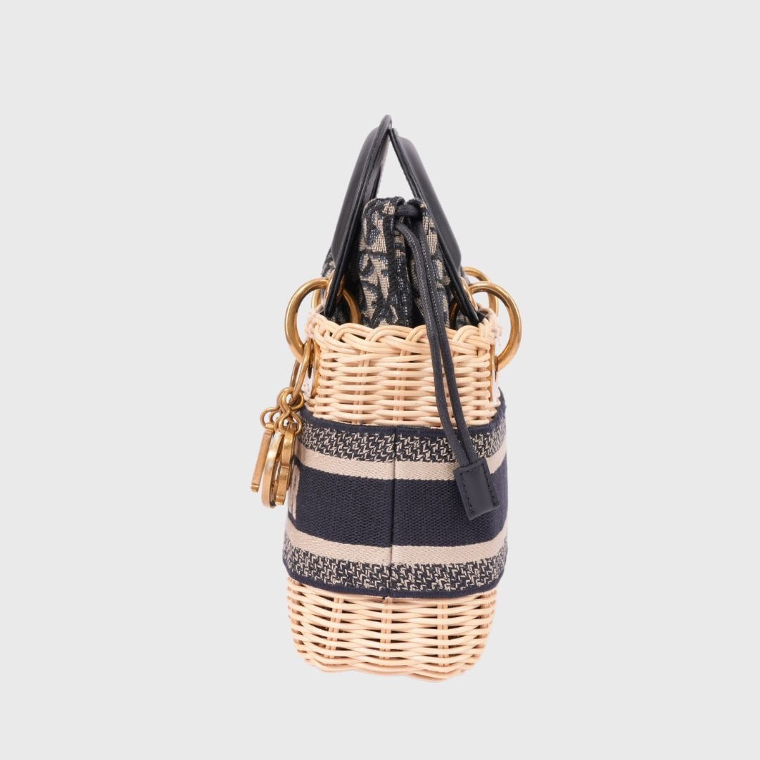 Christian Dior Wicker Lady Dior Mini Canvas Oblique GHW