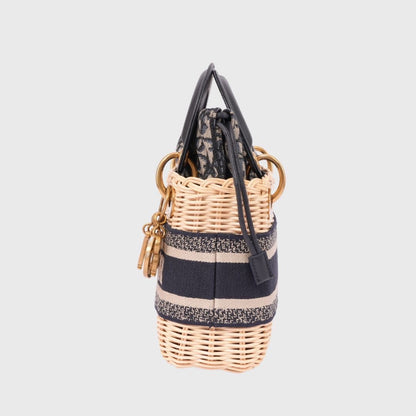 Christian Dior Wicker Lady Dior Mini Canvas Oblique GHW