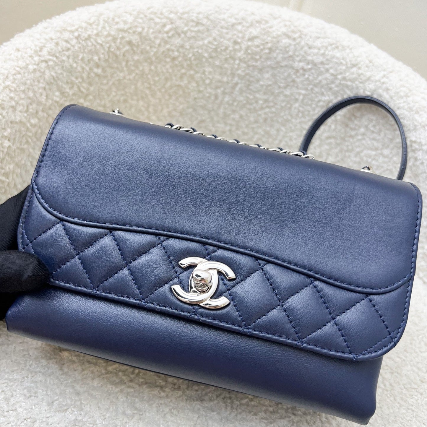 Chanel Timeless Tramezzo Small Flap in Navy Lambskin and SHW