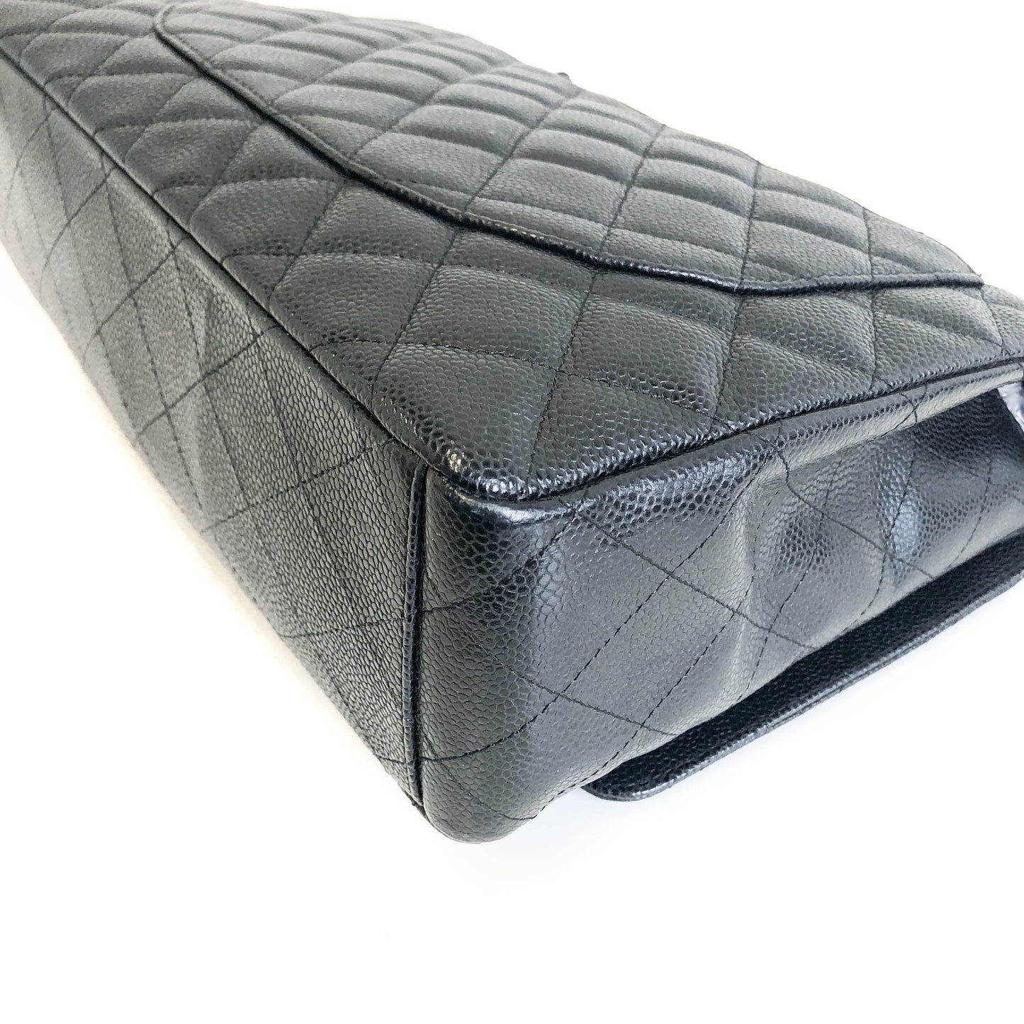 Single Flap Maxi in Black Caviar Leather with Silver Hardware