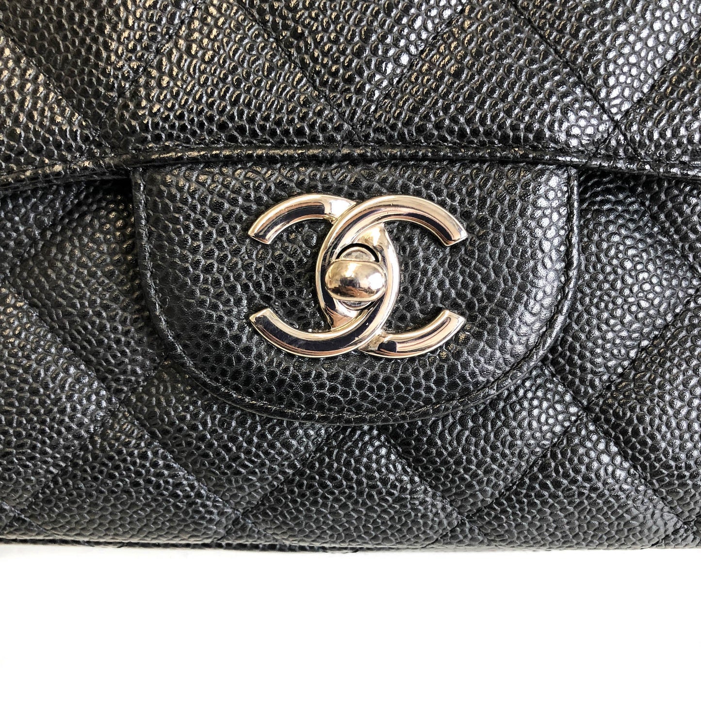 Single Flap Maxi in Black Caviar Leather with Silver Hardware
