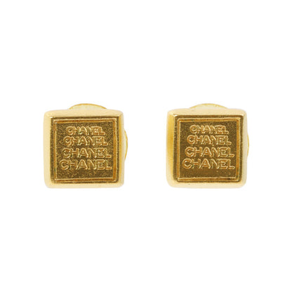 Chanel 1999 Made Square Logo Pierced Earrings