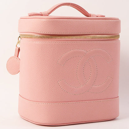 Chanel Around 2003 Caviar Skin Cc Mark Stitch Vanity Pink