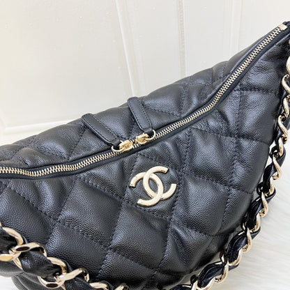 Chanel 24P Large Hobo Bag in Black Caviar and LGHW (Model: AS4248)