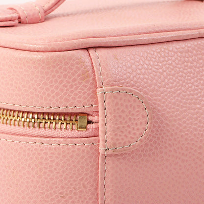Chanel Around 2003 Caviar Skin Cc Mark Stitch Vanity Pink