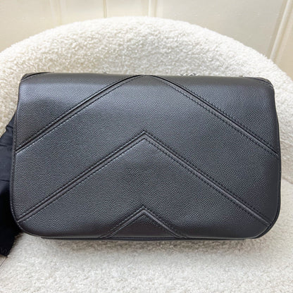 Chanel Macro Chevron Flap Bag with 2-tone CC Logo in Black Caviar and SHW
