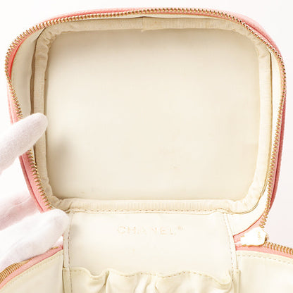 Chanel Around 2003 Caviar Skin Cc Mark Stitch Vanity Pink