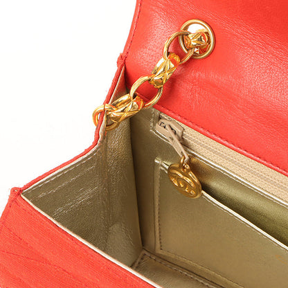 CHANEL Around 1998 Made Cotton Pearl Cc Mark Bijoux Chain Bag Red