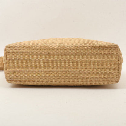 Chanel Around 1992 Made Straw Turn-Lock Shoulder Bag Beige