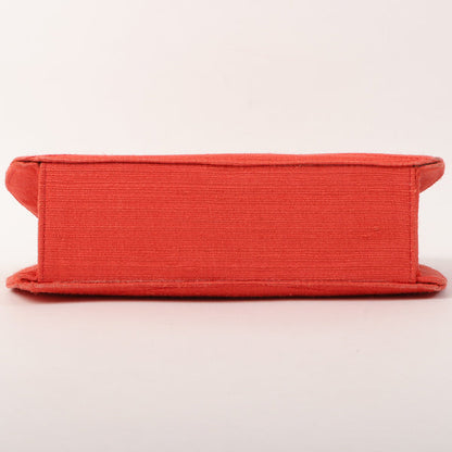 CHANEL Around 1998 Made Cotton Pearl Cc Mark Bijoux Chain Bag Red