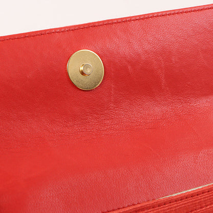 CHANEL Around 1998 Made Cotton Pearl Cc Mark Bijoux Chain Bag Red