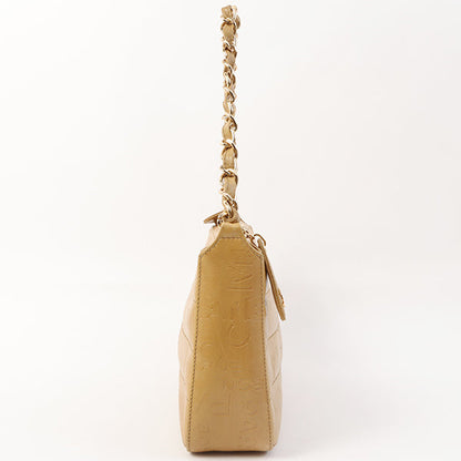 Chanel Around 2002 Made Chocolate Bar Logo Embossed Chain Shoulder Bag Mustard