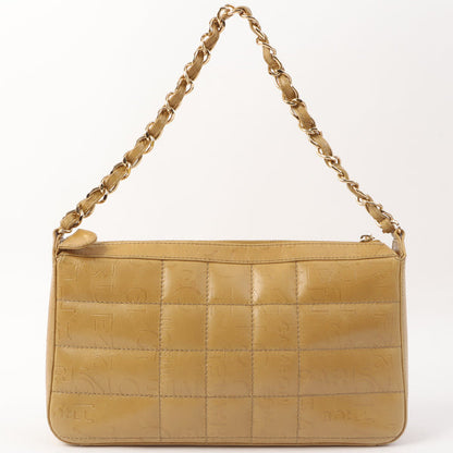 Chanel Around 2002 Made Chocolate Bar Logo Embossed Chain Shoulder Bag Mustard