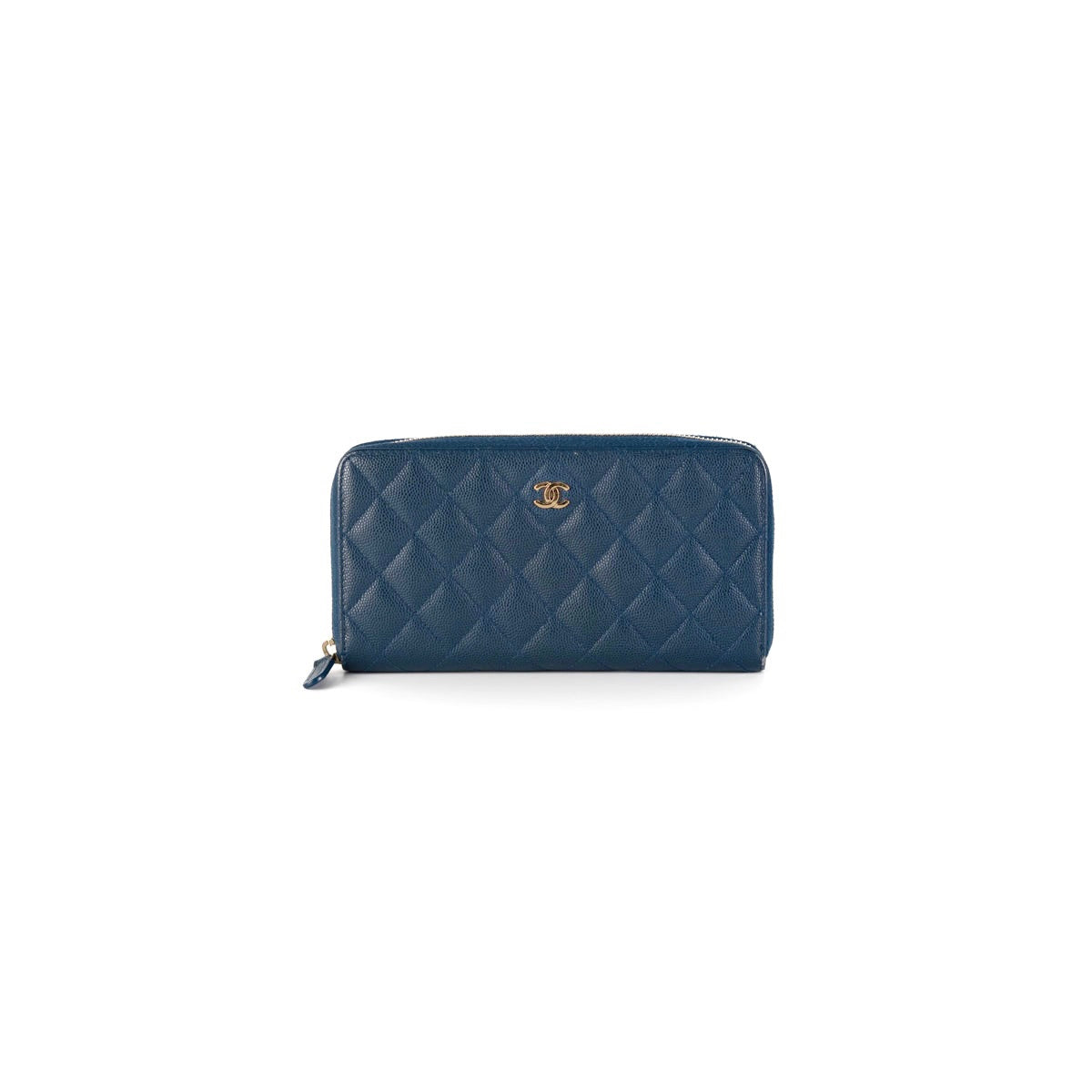 Chanel Caviar Navy Zip Long Wallet