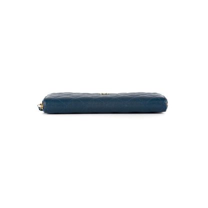 Chanel Caviar Navy Zip Long Wallet