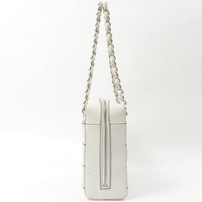 Chanel Around 2002 Made Chocolate Bar Stitch Cc Mark Plate Chain Bag White