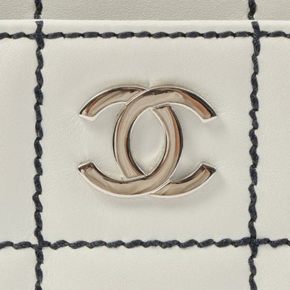 Chanel Around 2002 Made Chocolate Bar Stitch Cc Mark Plate Chain Bag White