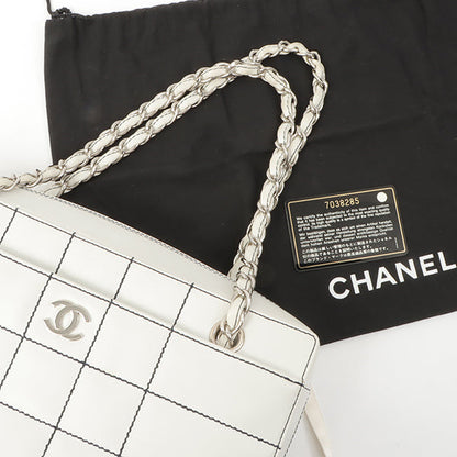 Chanel Around 2002 Made Chocolate Bar Stitch Cc Mark Plate Chain Bag White
