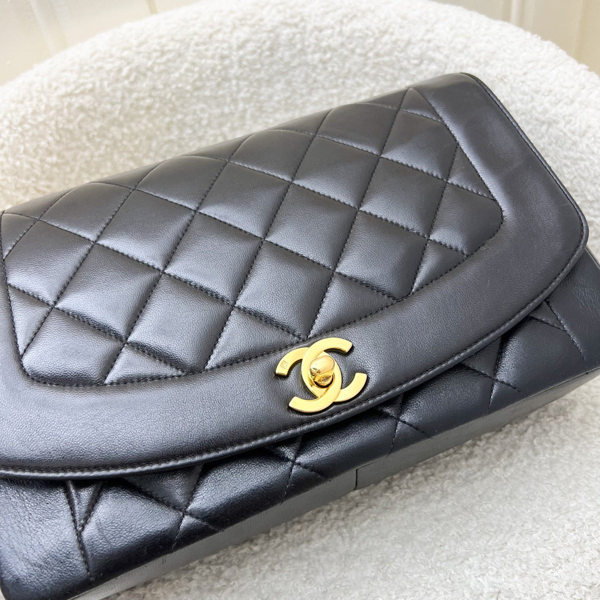 Chanel Medium Vintage Diana Flap in Black Lambskin and 24K GHW