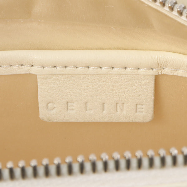 Celine Satin Rhinestone Mini Boogie White