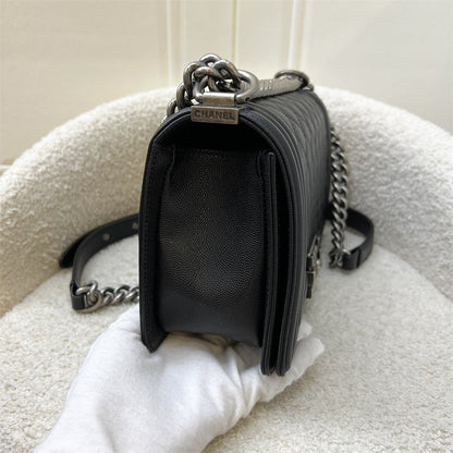 Chanel Medium 25cm Boy Flap in Black Caviar and RHW
