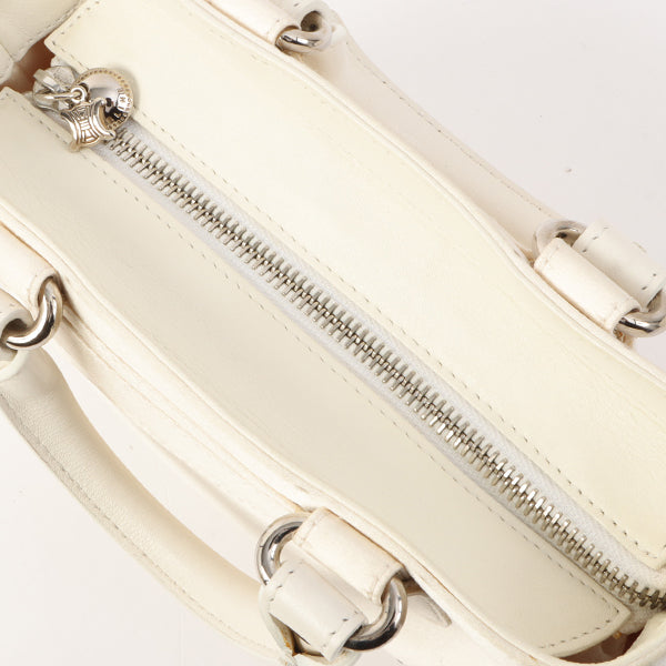 Celine Satin Rhinestone Mini Boogie White
