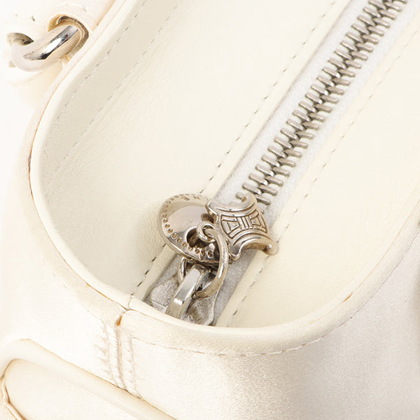 Celine Satin Rhinestone Mini Boogie White