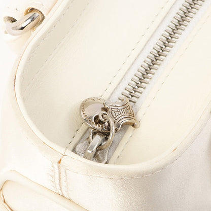 Celine Satin Rhinestone Mini Boogie White
